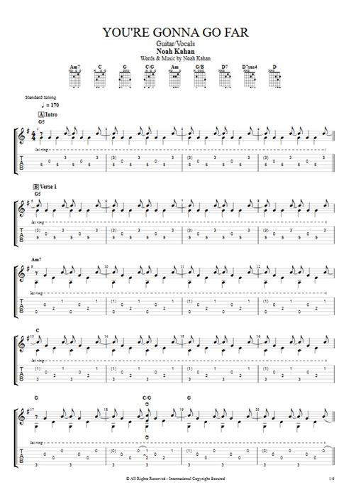 You're Gonna Go Far Noah Kahan guitar pro tab AGuitar Guitar & Vocals mysongbook