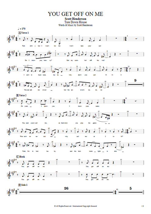 You Get Off on Me Scott Henderson guitar pro tab Vocals Full Score mysongbook