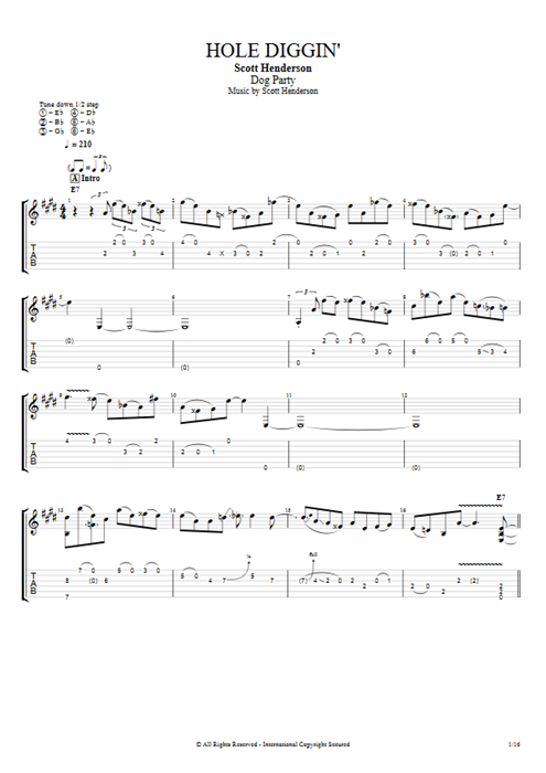 Hole Diggin' Scott Henderson guitar pro tab EGuitar Full Score mysongbook