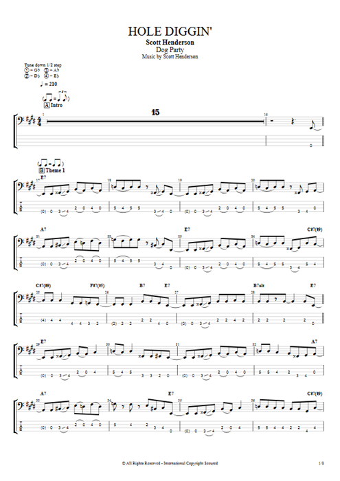 Hole Diggin' Scott Henderson guitar pro tab EBass Full Score mysongbook