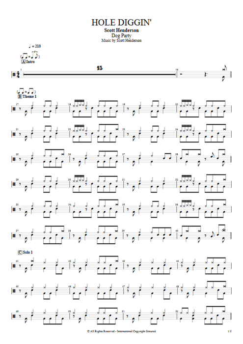 Hole Diggin' Scott Henderson guitar pro tab Drums Full Score mysongbook