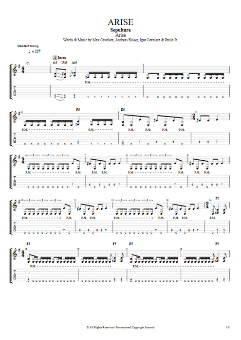 Arise Sepultura guitar pro tab EGuitarI Full Score mysongbook
