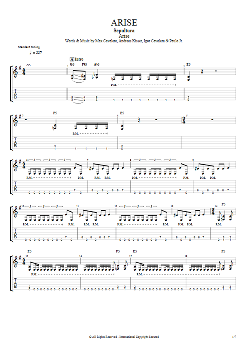Arise Sepultura guitar pro tab EGuitarII Full Score mysongbook