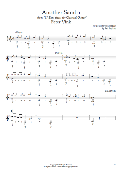 Another Samba Peter Vink guitar pro tab AGuitar Solo Guitar mysongbook
