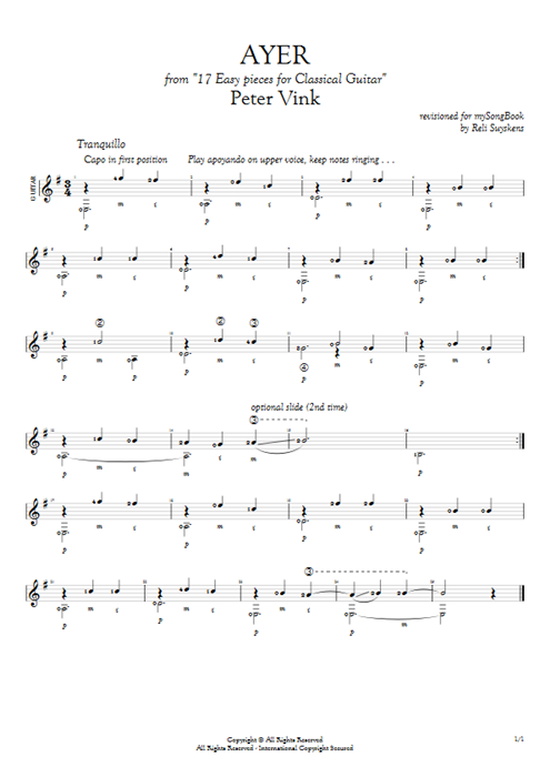 Ayer Peter Vink guitar pro tab AGuitar Solo Guitar mysongbook