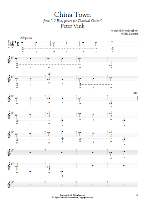 China Town Peter Vink guitar pro tab AGuitarI Guitar Duet mysongbook