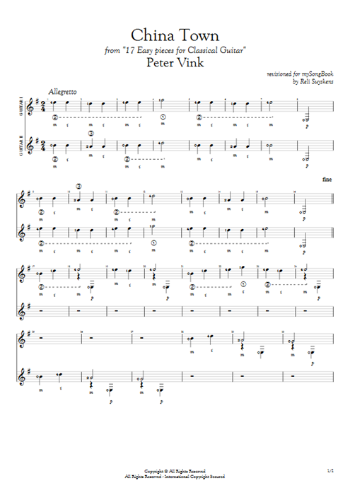 China Town Peter Vink guitar pro tab Full Score Guitar Duet mysongbook