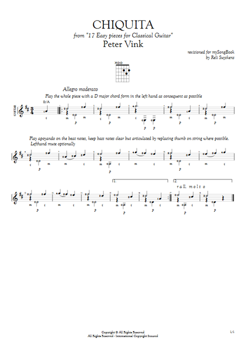 Chiquita Peter Vink guitar pro tab AGuitar Solo Guitar mysongbook
