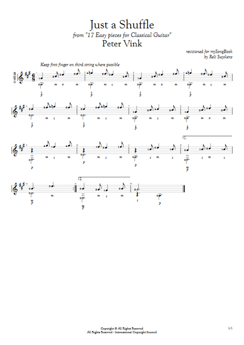 Just a Shuffle Peter Vink guitar pro tab AGuitar Solo Guitar mysongbook
