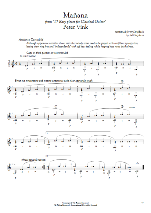 Mañana Peter Vink guitar pro tab AGuitar Solo Guitar mysongbook