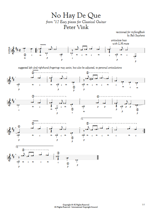 No hay de que Peter Vink guitar pro tab AGuitar Solo Guitar mysongbook