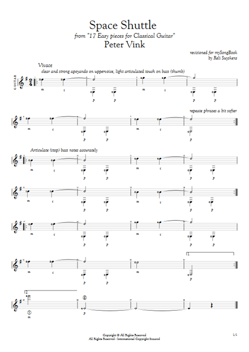 Space Shuttle Peter Vink guitar pro tab AGuitar Solo Guitar mysongbook