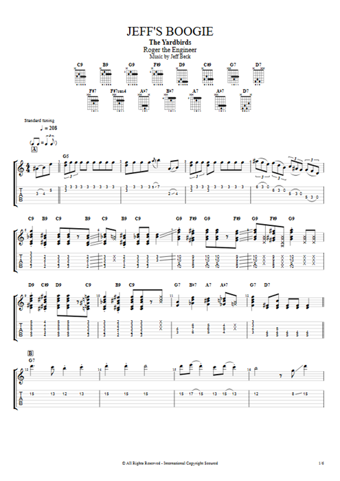 Jeff's Boogie The Yardbirds guitar pro tab EGuitarI Full Score mysongbook