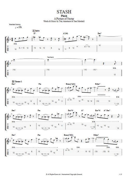 Stash Phish guitar pro tab EGuitar Full Score mysongbook