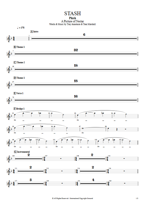 Stash Phish guitar pro tab BackVoc Full Score mysongbook