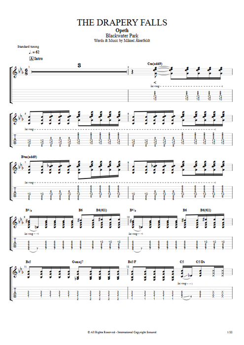 The Drapery Falls Opeth guitar pro tab EGuitarI Full Score mysongbook