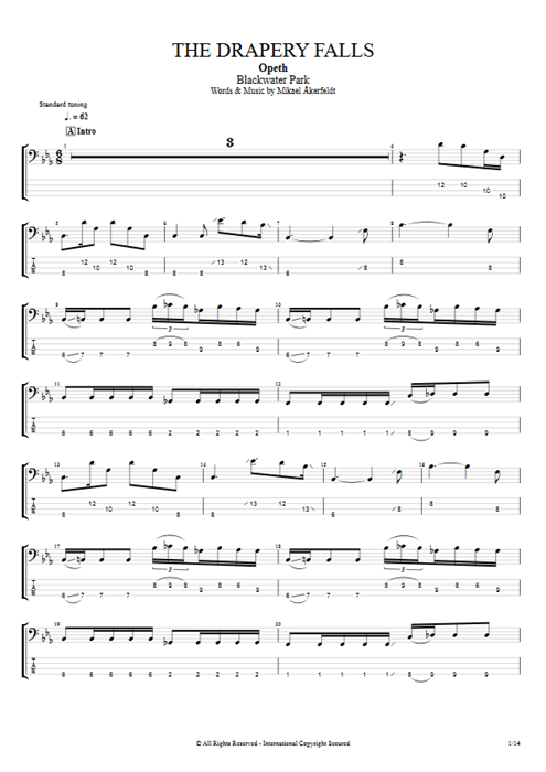 The Drapery Falls Opeth guitar pro tab EBass Full Score mysongbook