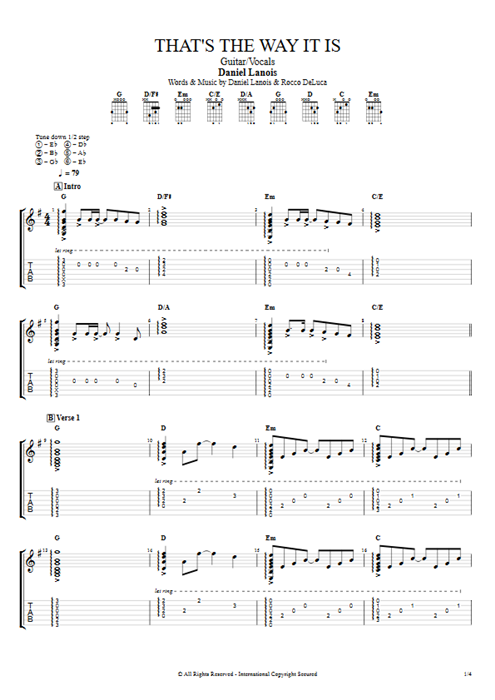 That's the Way it Is Daniel Lanois guitar pro tab AGuitar Guitar & Vocals mysongbook