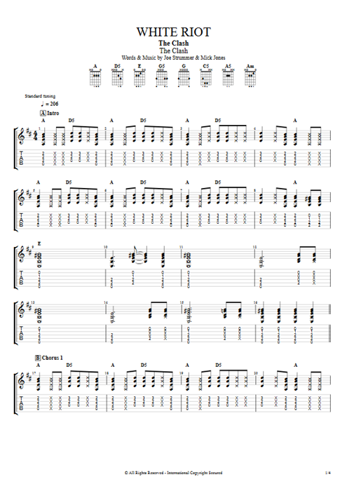 White Riot The Clash guitar pro tab EGuitarI Full Score mysongbook