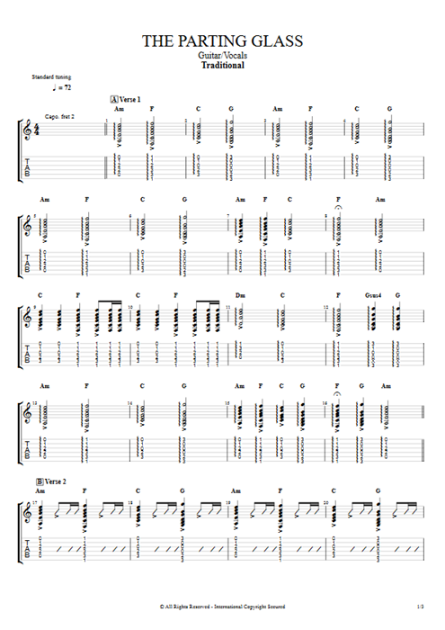 The Parting Glass Traditional guitar pro tab AGuitar Guitar & Vocals mysongbook