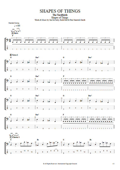 Shapes of Things The Yardbirds guitar pro tab EBass Guitars, Bass & Backing Track mysongbook