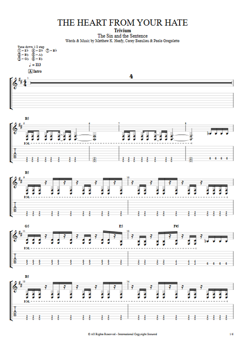 The Heart from Your Hate Trivium guitar pro tab EGuitarI Full Score mysongbook