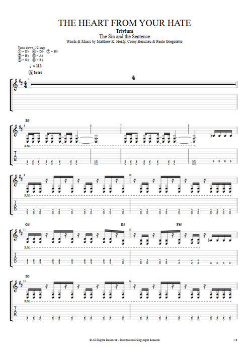 The Heart from Your Hate Trivium guitar pro tab EGuitarII Full Score mysongbook