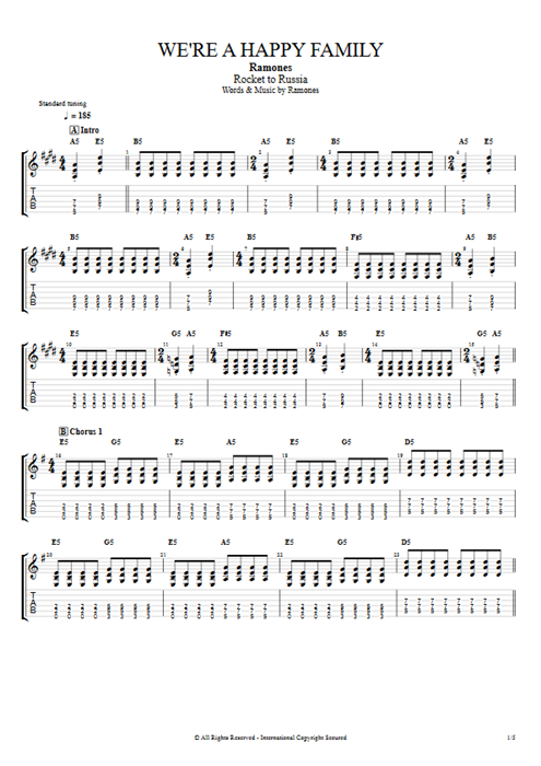 We're a Happy Family Ramones guitar pro tab EGuitarI Full Score mysongbook